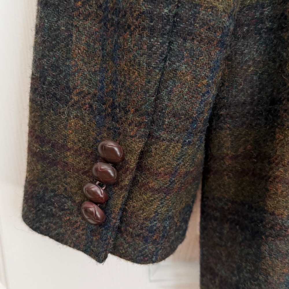 Lauren Ralph Lauren Plaid Wool Blazer Jacket Womens Size 10P Green Brown Vintage - Picture 7 of 13
